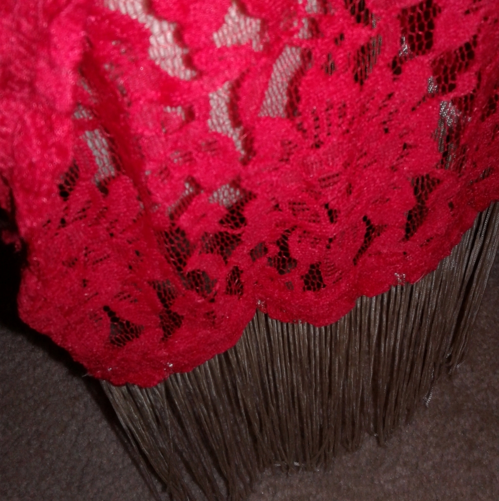 Red Lularoe Lace Monroe Top blouse shirt cover up - Picture 7 of 8